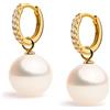 Secret & You Orecchini a cerchio da 12 mm con 8,5-9 mm di perle coltivate d'acqua dolce rotonde con charm intercambiabili e zirconi per donna Secret & You - Gold Vermeil