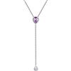 FOCALOOK Collana da Donna Y con Pietra di Nascita in Argento Sterling 925 40+5cm Collana Lariat con Nappe Collana per Compleanno Festa Collana per Chiave Catena Gioielli Accessorio, Argento sterling