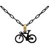 CODEONE Ciondolo Bicicletta Black Gold con Anello Dorato | Acciaio Inossidabile Color Nero | Design Artigianale Sportivo | Ciondolo Ciclismo | Confezione Regalo