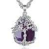 AEONSLOVE Collana Albero della Vita Donna con Cristallo, Ciondolo Albero della Vita con Pietra di Luna Ossidiana Collana Ametista Turchese Malachite Gioielli Pietre e Cristalli