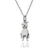 FashionJunkie4Life Collana con ciondolo a forma di cane pitbull dettagliato in argento Sterling, 45,7 cm, Metallo