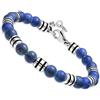 Dada Gioielli - Bracciale Uomo in Pietra Naturale 6mm, Onice, Lapis, Occhio di Tigre, Aulite Bianca, Crisocolla, Malachite - Bracciale Molto Resistente (Blu Lapis)