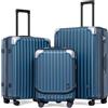LEVEL8 Set di 3 Valigie Bagaglio a Mano Valigia Trolley Rigido Ultra Leggero in ABS+PC Valigie da Viaggio con Chiusura TSA e 4 Ruote Doppie Girevoli(Blu, 20/24/28 Set)