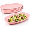 Velicber 6 Pezzi Piatti in Plastica Riutilizzabili Piatti da Campeggio da 29.7cm Piatto Ovali in Plastica Rigida, Iinfrangibili, Lavabili in Lavastoviglie, per Campeggio, Picnic e Casa - Rosa