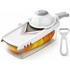 Daily-Max MAX-6038 Mandolina Tagliaverdure 5 in 1 con Lama a V in Acciaio Inox - Taglio a Rondelle e Julienne 0,4/0,8 mm - Sicura, Regolabile, con Contenitore e Pelapatate Incluso
