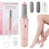 BarberBoss Lima elettrica per piedi, Rimozione calli per piedi, Kit pedicure ricaricabile, Testine a rulli fini e grossolane, Ricarica USB, Cappuccio protettivo, Rimozione calli per piedi (Pink)