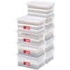 SUNDIS View Box, set di 9 scatole portaoggetti 24l, con coperchio, plastica trasparente, impilabile, ideale per riporre gli oggetti negli armadi, in ufficio, in lavanderia o in bagno