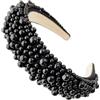TRIXES Fascia per capelli nera con perline - Accessorio moda da donna - Perla con perline