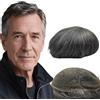 Yanahair Protesi Capelli Uomo 8x10 Toupee per Uomini Parrucchini Parrucca Capelli Veri Uomo Parrucche 100% Europeo Capelli Umani Veri Pieno Francese Pizzo Toupet #1B60 Nero e 60% bianco