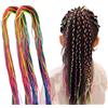 Granvoo 60Pcs Trecce per Capelli Colorate Avvolgere i Capelli, Corda Assortita Sfumati Fascia Arcobaleno Intrecciatura Accessori per Acconciature Fai Te Donne Ragazze e Bambini per Festival e Feste
