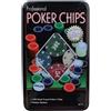 BLUECHOLON Chip da Poker Professionali, 100 Pezzi, Scatola di Metallo, Scheda Dealer Inclusa, Texas Holdem e Blackjack