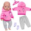 Xerteam Abbigliamento Bambola Bambola Bambola 35-46cm Abbigliamento per Bambole New Born Baby Bambole Ragazzo e Bambina 1 Felpa Giraffa + 1 Pantaloni Grigio + 1 Coppia di Calzini Bianchi + 1 Appendiabiti Rosa