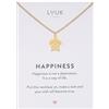 LUUK LIFESTYLE Collana ciondolo Tartaruga e acciaio inossidabile (50cm), carta HAPPINESS, portafortuna, gioielli semplice, idea regali donna, lei, ragazza, compleanno, mare, oro