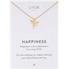 LUUK LIFESTYLE Collana donna con ciondolo Colibrì e acciaio inossidabile (50cm), con carta HAPPINESS, portafortuna, gioielli moderno, idea regali ragazza, lei, compleanno, oro