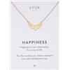 LUUK LIFESTYLE Collana con ciondolo Fiore di loto e acciaio inossidabile (50cm), con carta HAPPINESS, portafortuna, gioielli semplice, idea regali donna, lei, compleanno, natura, oro