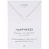 LUUK LIFESTYLE Collana con ciondolo Due cuori e acciaio inossidabile (50 cm), carta HAPPINESS, portafortuna, gioielli moderno, idea regali donna, lei, ragazza, compleanno, argento