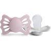 FRIGG Lucky Confezione da 2 ciucci | Ciuccio in silicone | Senza BPA | Prodotto in Danimarca | Ciuccio simmetrico | Primrose/Silver Gray (Taglia 1 (0-6 Mesi))