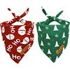 Realeaf Christmas Dog Bandanas 2 Pack, Christmas Tree and Santa Claus Dog Scarf for Boy and Girl, Premium Durable Fabric, Holiday Bandana for Small Medium Large and Extra Large Dogs (Large)