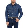 Wrangler Cowboy Cut Western Long Sleeve Snap Work Shirt Washed Finish Camicia, Denim Scuro, S Uomo