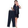 RuanMM Set di 3 Pigiami in Morbido Raso per Bambina | Pigiameria per Bambini | Set Pigiami per Ragazze | Indumenti da Notte Morbidi | Nero-130