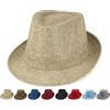 Initlove Cappello Fedora unisex classico Panama cappelli a tesa corta Trilby cappelli, Rosso vinaccia, Taglia unica