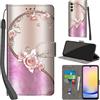 PHINIENLAND Cover per Samsung Galaxy A25 5G custodia portafoglio Rosa | 3 scomparti carte, 1 tasca banconote, Chiusura magnetica, Supporto, Pelle PU flip cover per Samsung A25 5G