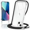 Micnkifo Cover con Cordino per iPhone 13 Mini, Trasparente Silicone Sottile Morbido Custodia con Regolabile Collana Laccio Tracolla, Antigraffio Antiurto Proteggere Case con Corda, Nero