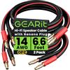 GearIT Cavo per altoparlanti da 14 AWG con spine a banana (2 pezzi, 6.6 piedi,2 metri) calibro 14Ga filo banana per audio surround bi-Amp bi-Amp HiFi - 99.9% rame OFC, punte placcate oro - nero, 6 ft