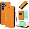 LSPCASA Protettiva Case Per Samsung Galaxy S25 Plus/S24 Plus 5G Pollici Pelle Artificiale Cover S25 Plus/S24 Plus Con Slot Per Schede Cover Funzione Supporto Custodia, Arancia