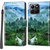 PHINIENLAND Cover per Honor 400 Smart 4G/5G PU Pelle Custodia Flip Foresta