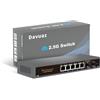 Davuaz Switch Ethernet 2.5G non gestito con 5 porte 2.5G Base-T e 2 porte SFP 10G Uplink, compatibile con 100/1000/2500Mbps, design senza ventola, switch di rete 2.5Gb in metallo