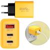 CVMGO Caricatore USB-C 65W con 3 Porte PD3.0 e QC3.0 - Adattatore da Parete Multiporta per Ricarica Rapida - Compatibile con iPhone, Samsung Galaxy, Huawei, Xiaomi, Tablet e Laptop - Colore Giallo