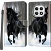 PHINIENLAND Cover per Xiaomi Redmi Note 15 4G/5G custodia portafoglio Cavallo nero | 3 scomparti carte, 1 tasca banconote, Chiusura magnetica, Supporto, Pelle PU flip cover per Redmi Note 15 4G/5G