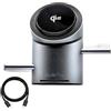QUEXE Caricatore in ALLUMINIO - Wireless 3-in-1 Qi2 Motorizzato - Ricarica Rapida 15W per iPhone, AirPods e Apple Watch - USB-C - Compatibile con smartphone con ricarica magnetica Qi -