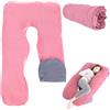 TOATELU Federa per cuscino per gravidanza, a forma di U: cuscino per il corpo rimovibile in cotone, federa di ricambio per cuscino da allattamento per adulti, lavabile in lavatrice, 140 x 80 cm (rosa