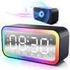 Luminotec Sveglia digitale da comodino, cassa bluetooth potente, LED, radiosveglia FM, doppio allarme, per bambini adolescenti e adulti (Nero)
