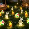 KATELUO Luci di Pasqua a Uovo, 3M Catena Luminosa per Pasqua, Lucine LED Decorative Pasquas, Lucine di Pasquas con Coniglietto e Carota, Decorazioni Pasquali per Giardini, Ringhiere, Rami, Ghirlande