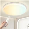Kuwork Plafoniera LED Soffitto 48W 3000K-6500K Dimmerabile con Telecomando, Funzione Memoria e Luce Notturna - Lampada da Soffitto LED Ø30 cm, IP44 per Bagno, Cucina e Camera da Letto