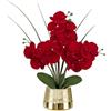 Oairse Orchidea artificiale rossa da 40 cm, fiore artificiale in vasi di ceramica, seta Phalaenopsis effetto reale al tatto con 14 fiori, pianta di orchidee finte per casa, cucina, bagno, tavolo
