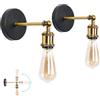 YSGUYILT 2 Pezzi Lampada da Parete Stile Industrial Vintage E27 Applique da Parete Interno Metallo Regolazione 180° per Salotto, Camera da Letto, Cucina Corridoio (Bulbo Non Incluso)