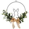 GZGXKJ Ghirlanda Pasquale per Porta 30cm Ghirlande Pasquali con Luci a Corda Fiocco di Lino e Foglie di Olivo Ghirlanda Primaverile Decorazioni Pasquali