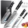 MOSFiATA Set Coltelli da Cucina Professionali, Set di Coltelli Damasco con Coltello Chef, Coltello Santoku e Coltello Multiuso