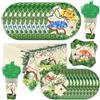 FeLeA Rettile Stoviglie per Feste di Compleanno 81pcs Kit Piatti Tazza Di Carta Tovaglioli Rettile Tovaglia Forchetta pattern lucertola Serpente per Bambini Uomini Donne di Compleanno Supplies