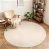 BEIMO Tappeto Rotondo 120CM, Morbido a Pelo Lungo con Effetto 3D, Lavabile e Antiscivolo, Tappeto Moderno per Camera da Letto, Cucina, Corridoio, Beige