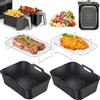 PETHREE Accessori Friggitrice ad Aria 4 Pezzi per Ninja Dual Zone 8,5-11,4L | 2x teglia silicone 2x griglia inox 304, Senza BPA, Impilabile, per Ninja AF400EU/DZ400EU/AF500EU/AF350EU u.a. Dual Air Fryer