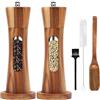 CHARMNAIL Macinapepe e Sale in Legno, Set da 2 con Base, Macinaspice Manuale a Ceramica Regolabile, con Finestra di Visibilità