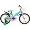 STITCH Macaron bicicletta da 18 pollici per bambini dai 6 ai 8 anni, bici da 18 pollici per ragazze con cesto e ruote d'appoggio, rosa