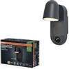 OSRAM ENDURA STYLE USB Adjustable Round Rechargeable Wall Light, 3W, 155lm, 3000K, Sensore PIR, IP54, regolabile, Grigio Scuro