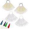 JZK 200 x Naturale e trasparente stiletto unghie finte tip nail art, ventaglio display unghie colori, bastoncini campione unghie con anello per pratica nail art e esposizione smalto per unghie