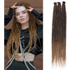 Mscat Extension per capelli sintetiche dreadlock da 60 cm 10 ciocche 1,5 cm di larghezza, trecce a un'estremità, stile reggae, intrecciate, capelli ombre marrone, realizzati a mano'